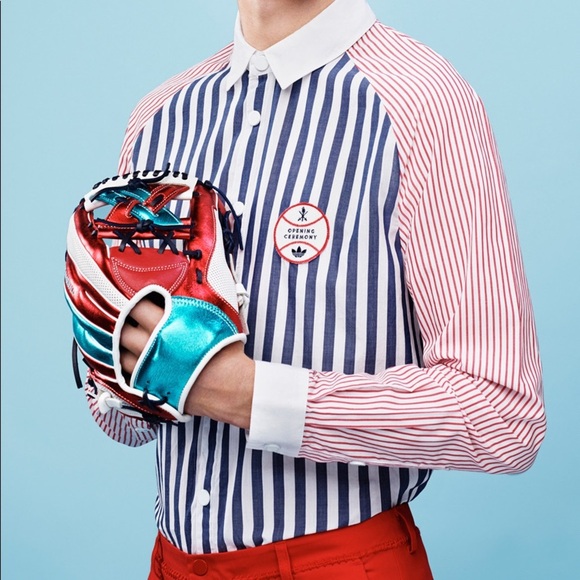FREE SHIPPING Opening Ceremony x adidas Originals Baseball button down striped